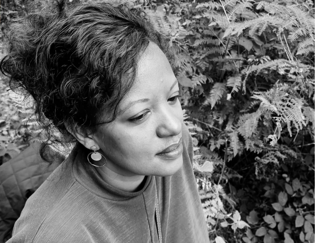 a black and white photo of Tanya Tracey