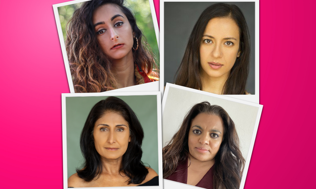 headshots of the cast of favour on a pink background