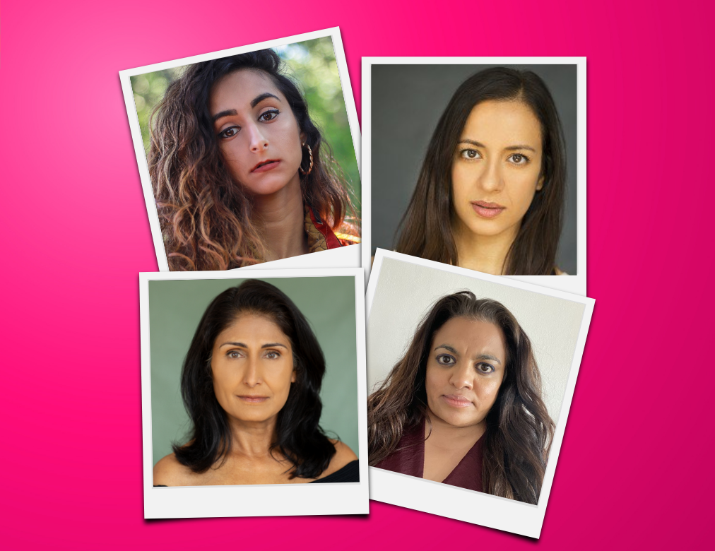 headshots of the cast of favour on a pink background