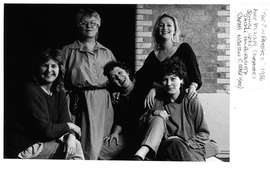 The Sin Eaters creative team, Ann Mitchell (Director), Jenny Hicks, Jacki Holborough, Sarah Newton (Stage Manager), 1986