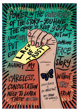 an illustration inspired by the lost mothers project featuring quotes from women who inspired the research