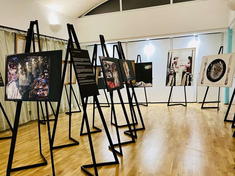 studio 1 set up as an art exhibition
