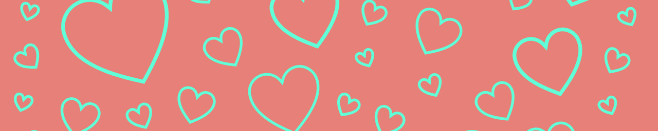 teal hearts on a pink background