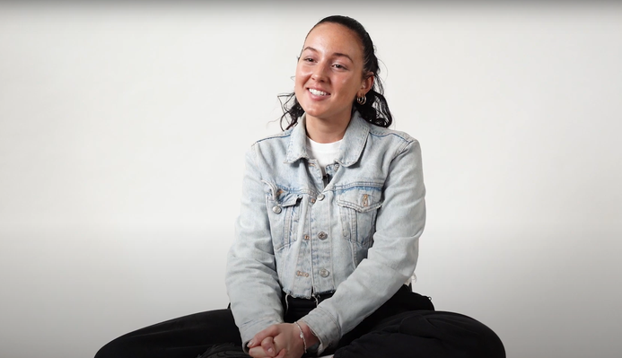 a photo of a young woman on a white background
