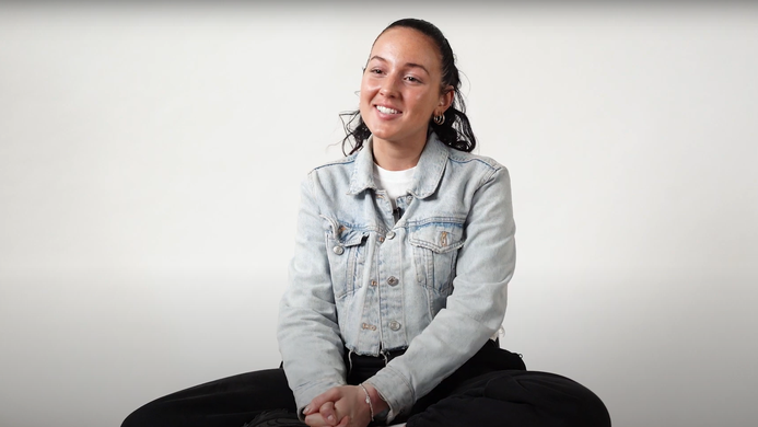 a photo of a young woman on a white background