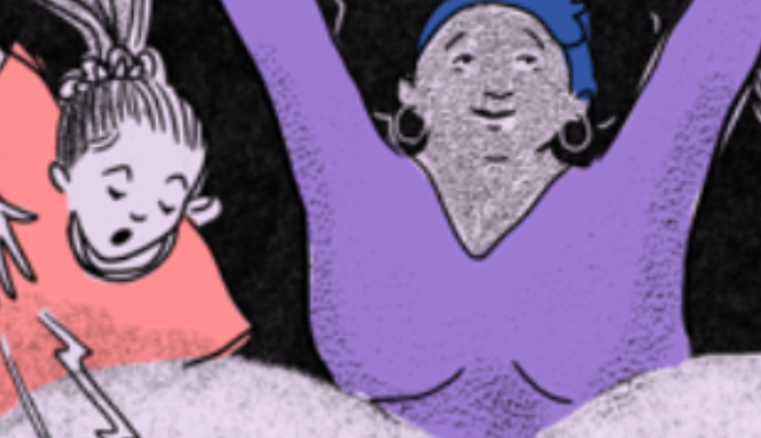 An illustration of 2 magical women in the clouds