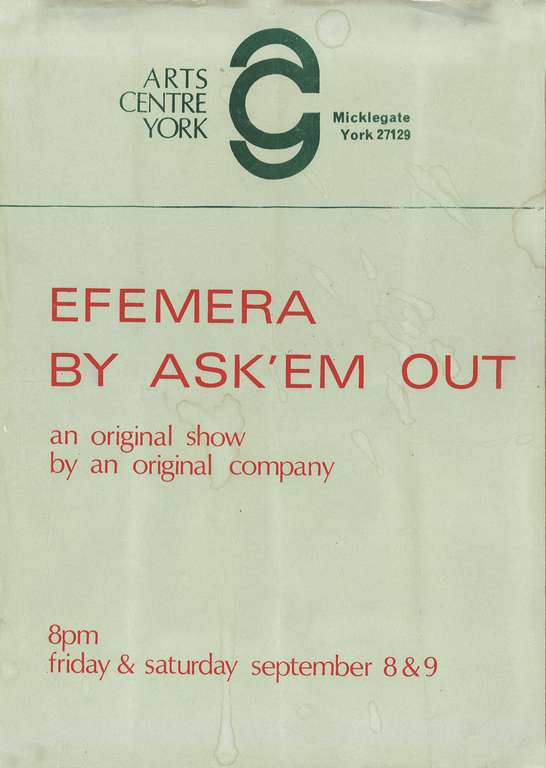 Clean Break Efemera by Ask 'em out programme 1978
